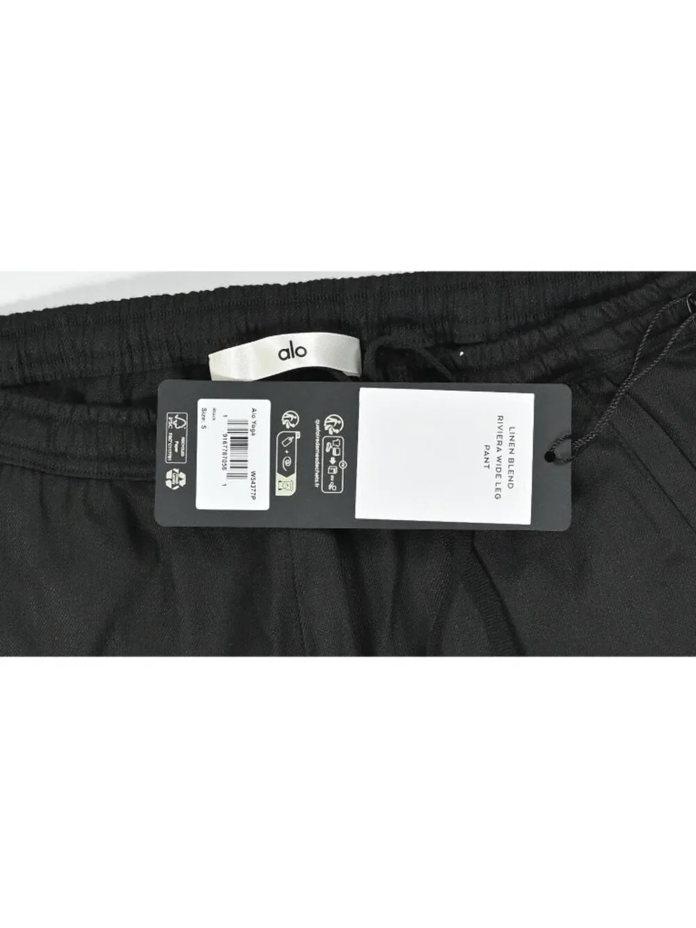ALO Yoga Linen Blend Riviera Wide Leg Pant W54377P in Black